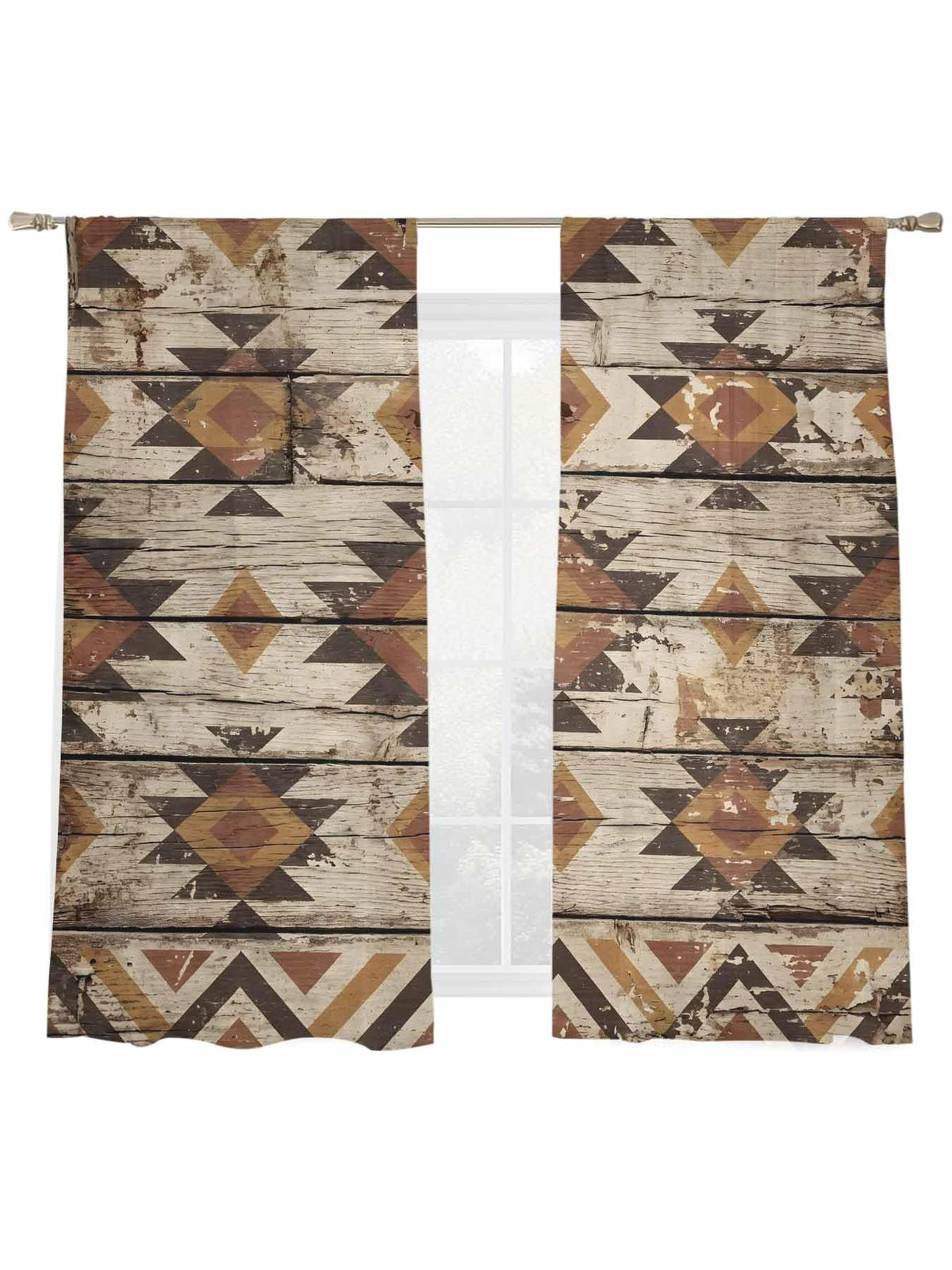 Diamond Tribal Sheer Curtains, Set of Two