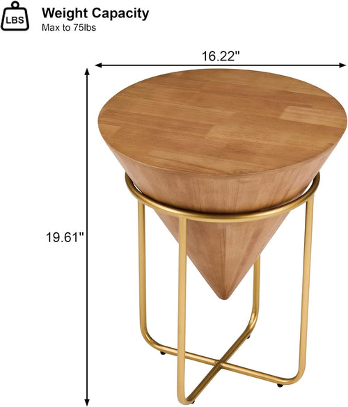 Cone-Shaped Round Wood Accent Table