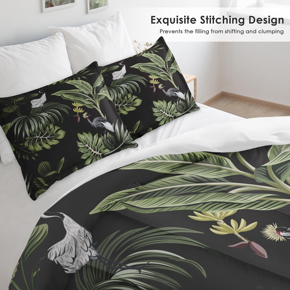 Pamnest Queen Comforter Set, 3 Pieces African Floral Bedding, All Season