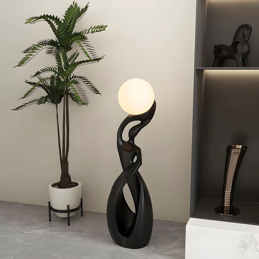 Modern Floor Lamp, Black Floor Lamps, Bedside Lamp with 3D Moon Lights