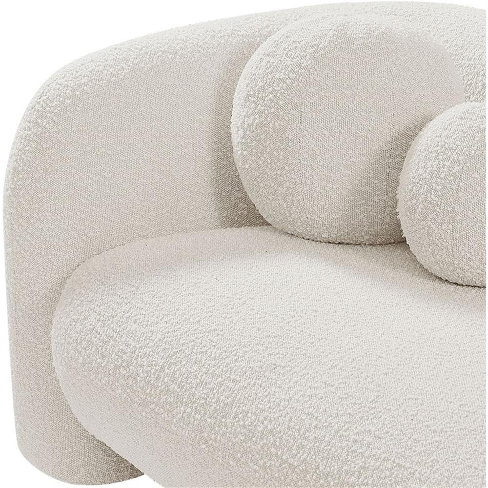 Art Deco Bouclé Accent Chair with Ball Pillow