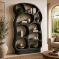 Sculptural Wood Bookshelf, Curved Solid Wood Bookcase for Living Room or Office, Modern Display Storage Shelf (Option 4)