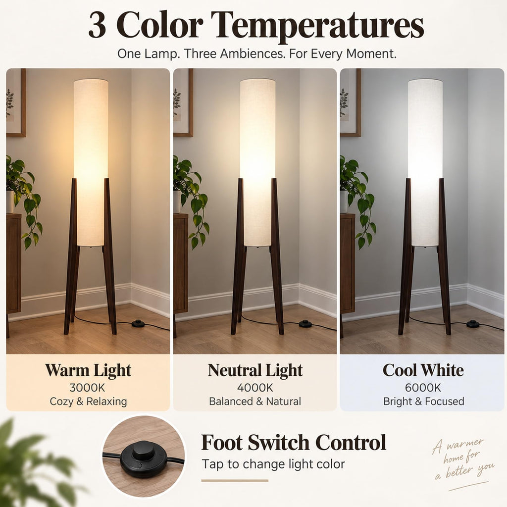 Boho Style Bamboo Woven Floor Lamp for Living Room, 36 in, Cozy Decor