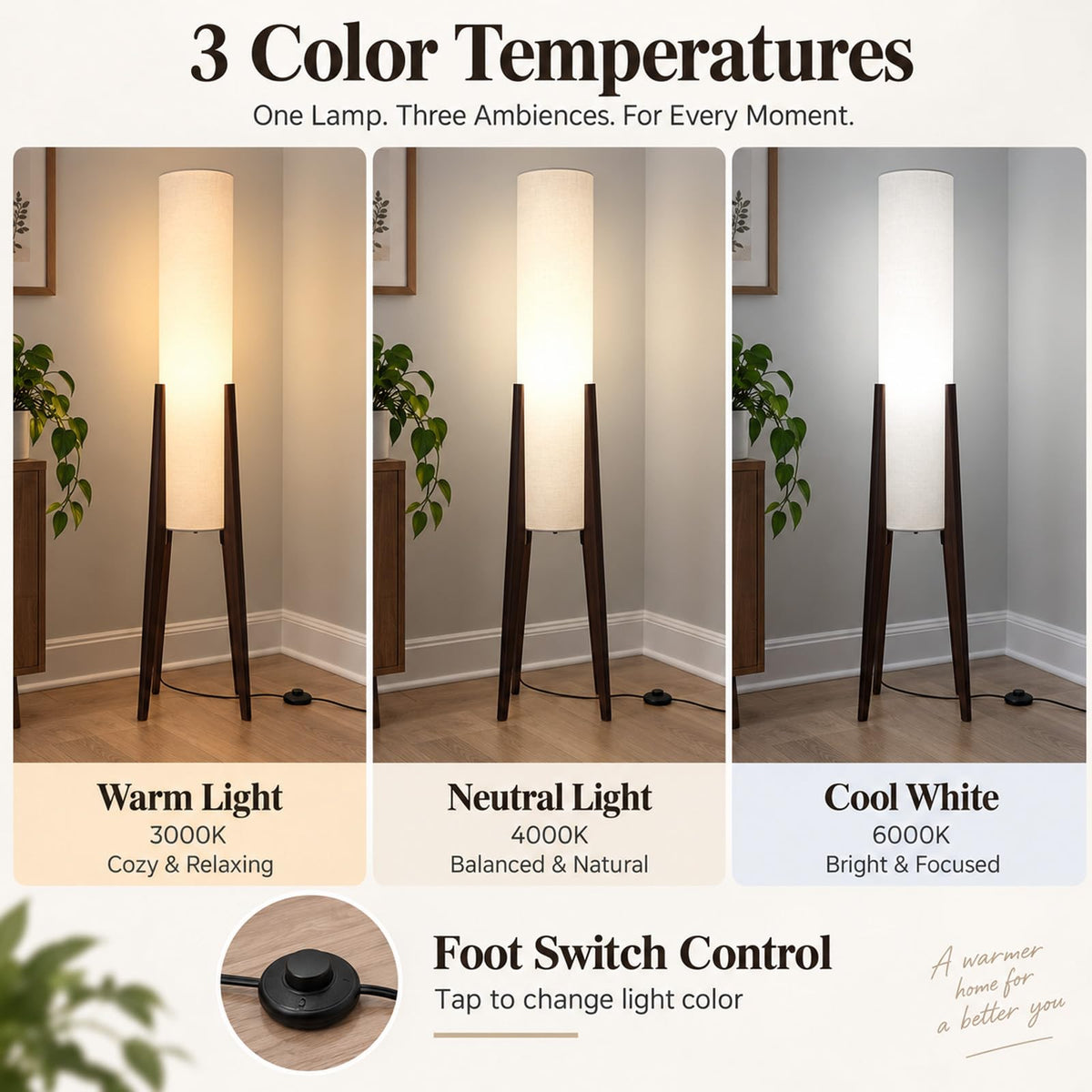 Boho Style Bamboo Woven Floor Lamp for Living Room, 36 in, Cozy Decor