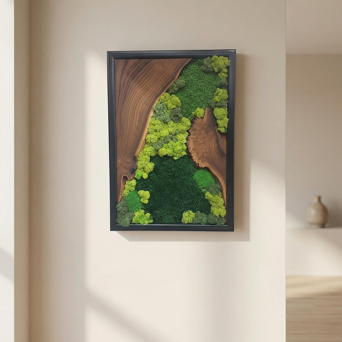 Preserved Moss Wall Art in Cedar Frame