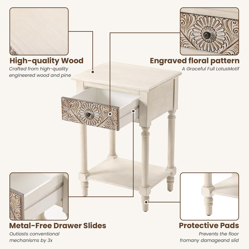 Round Three-Drawer Nightstand