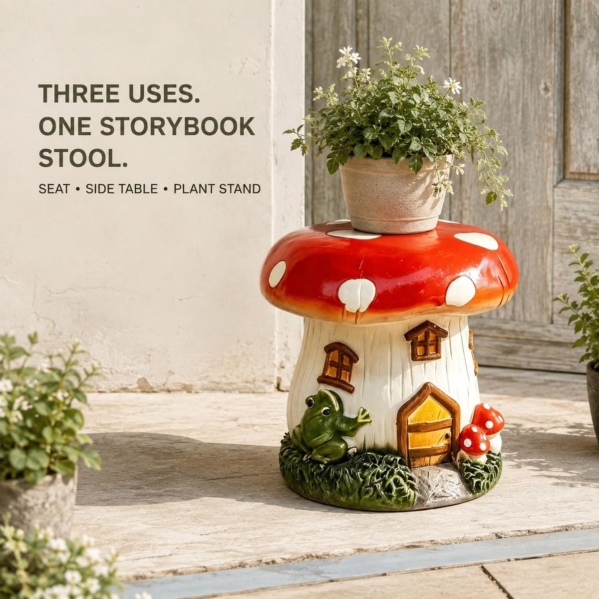 Corn Cob Plant Stand Indoor and Outdoor Resin Garden Stool Drum Seat Accent