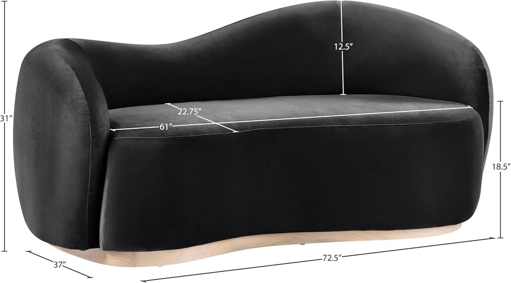 Meridian Gustavo Art Deco Velvet Loveseat