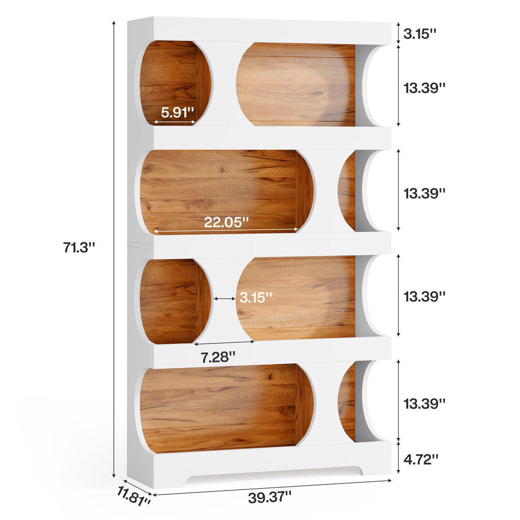 71-Inch S-Shaped 4-Tier Bookcase – Set of 2