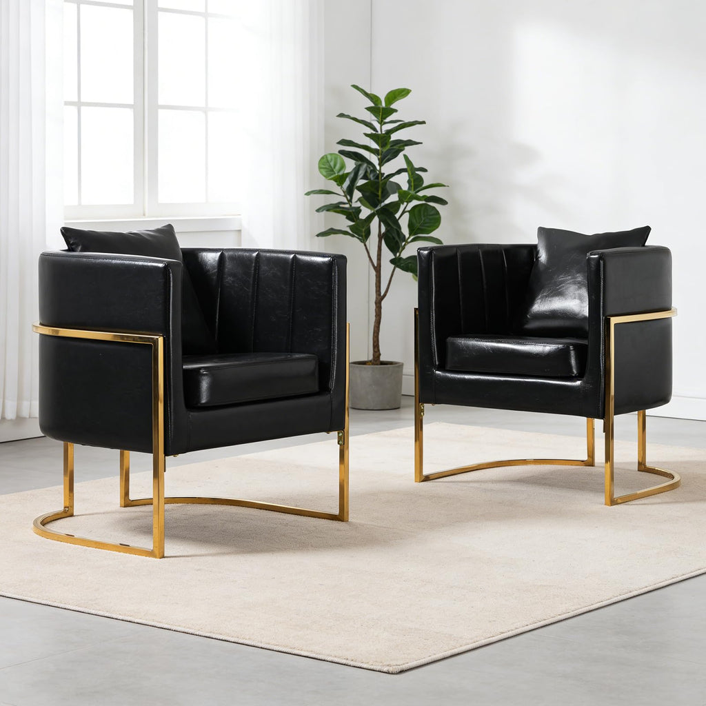 Velvet Barrel Accent Chair with Pillow