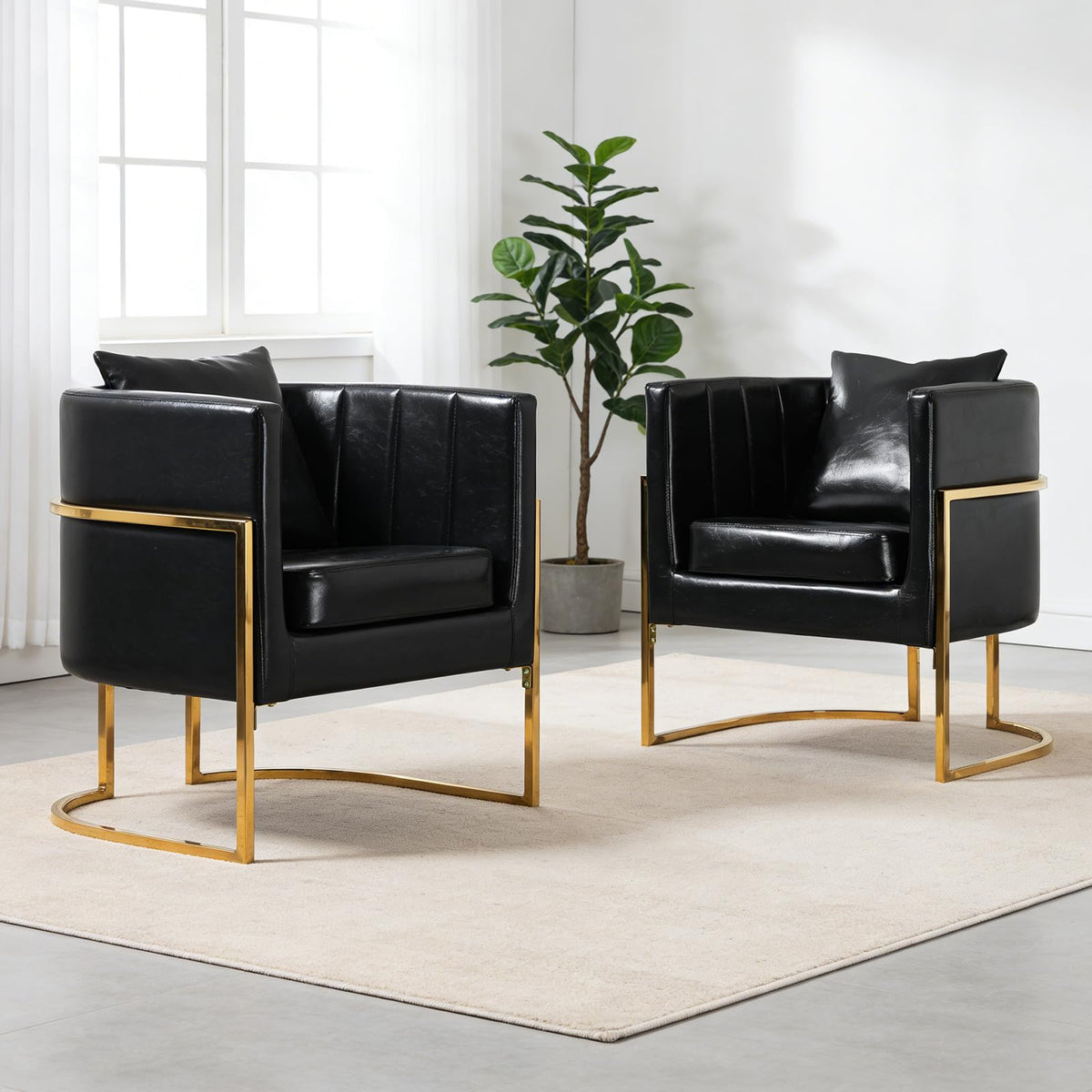 Velvet Barrel Accent Chair with Pillow