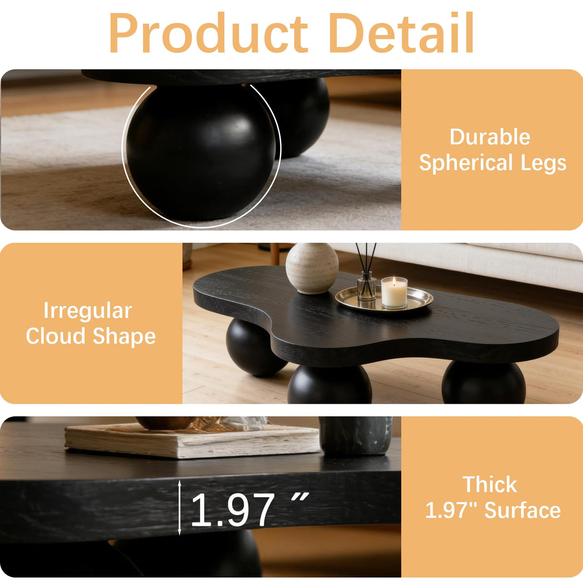 Cloud Coffee Table with Ball Legs