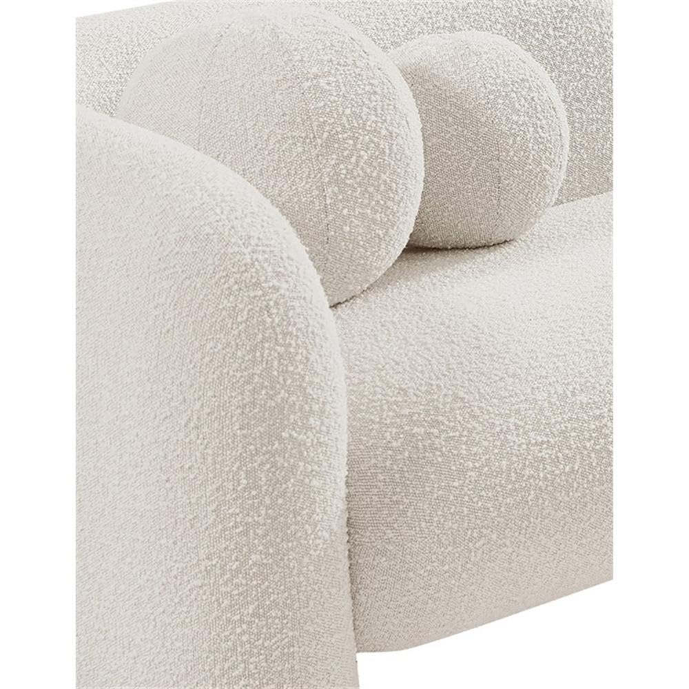 Art Deco Bouclé Accent Chair with Ball Pillow