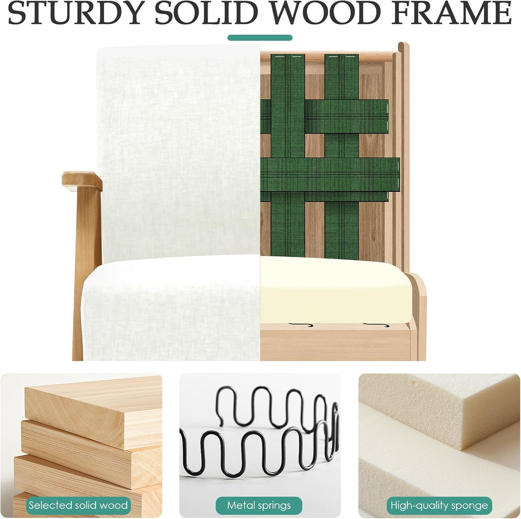 2 Pcs Home Accent Chair Mid Century Modern Accent Chair with Wood Frame