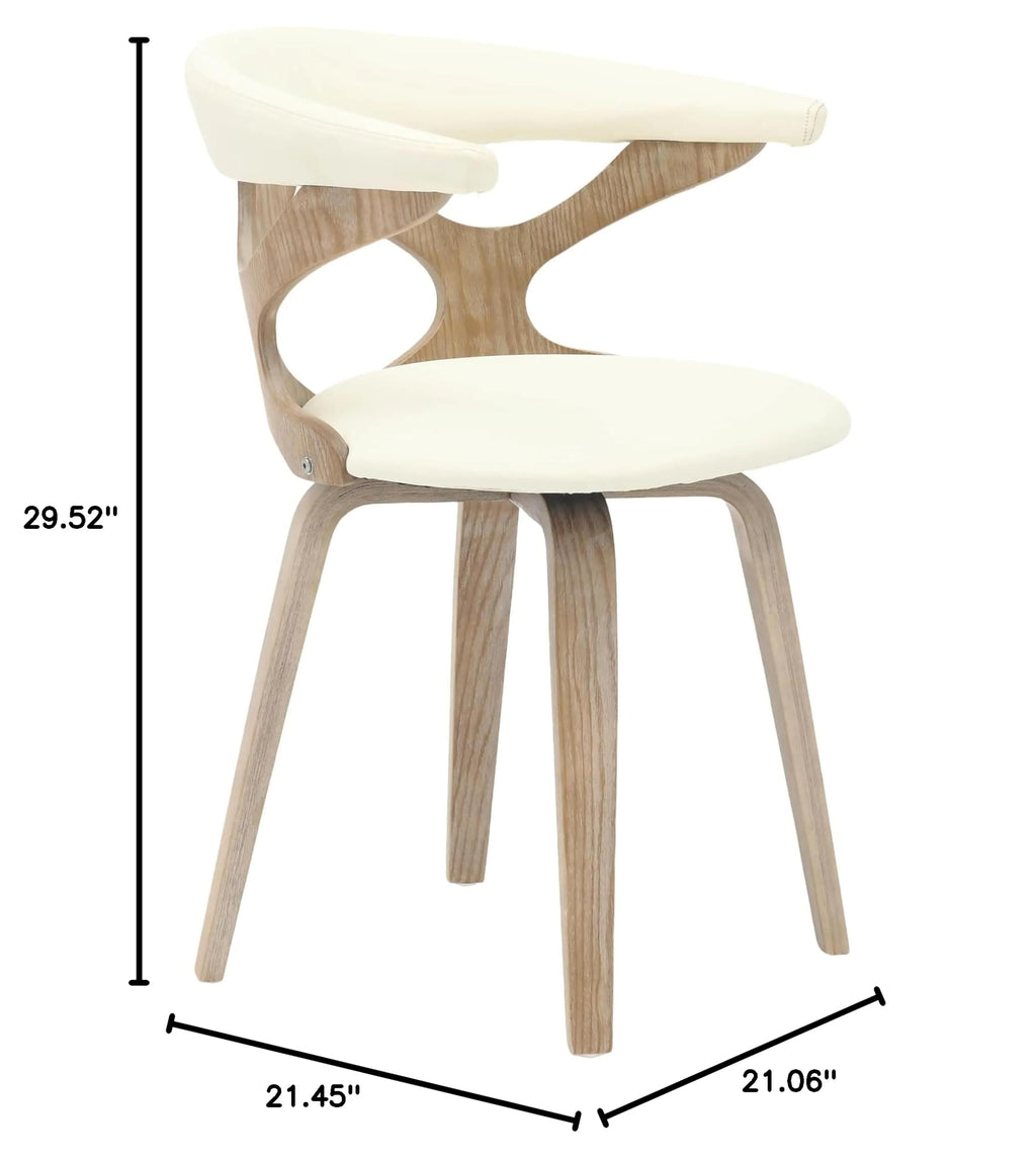 LeisureMod Klyne Leather Dining Chair with Poplar Wood Frame – Mid-Century Wooden