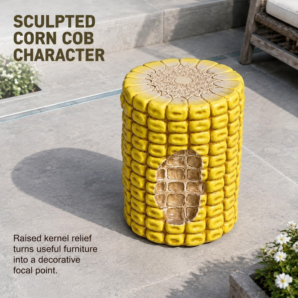 Corn Cob Plant Stand Indoor and Outdoor Resin Garden Stool Drum Seat Accent