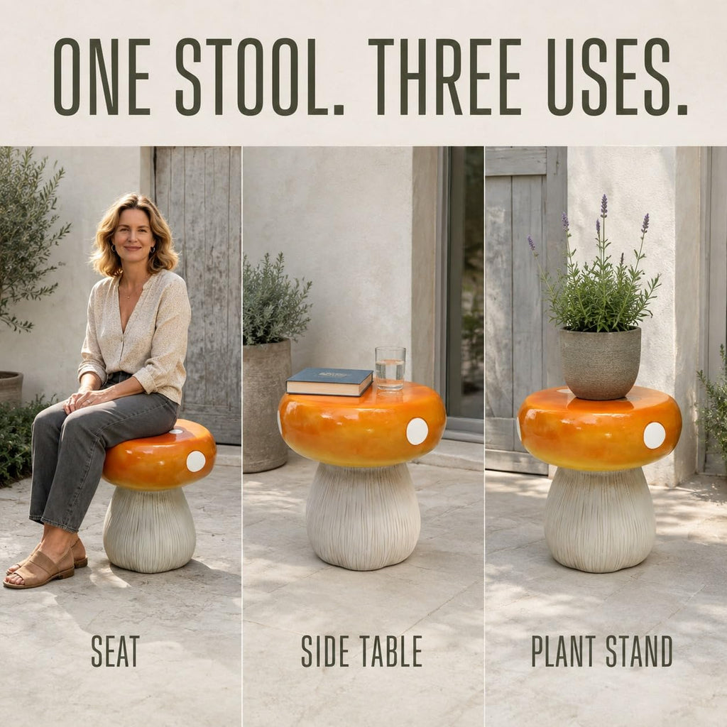 Corn Cob Plant Stand Indoor and Outdoor Resin Garden Stool Drum Seat Accent