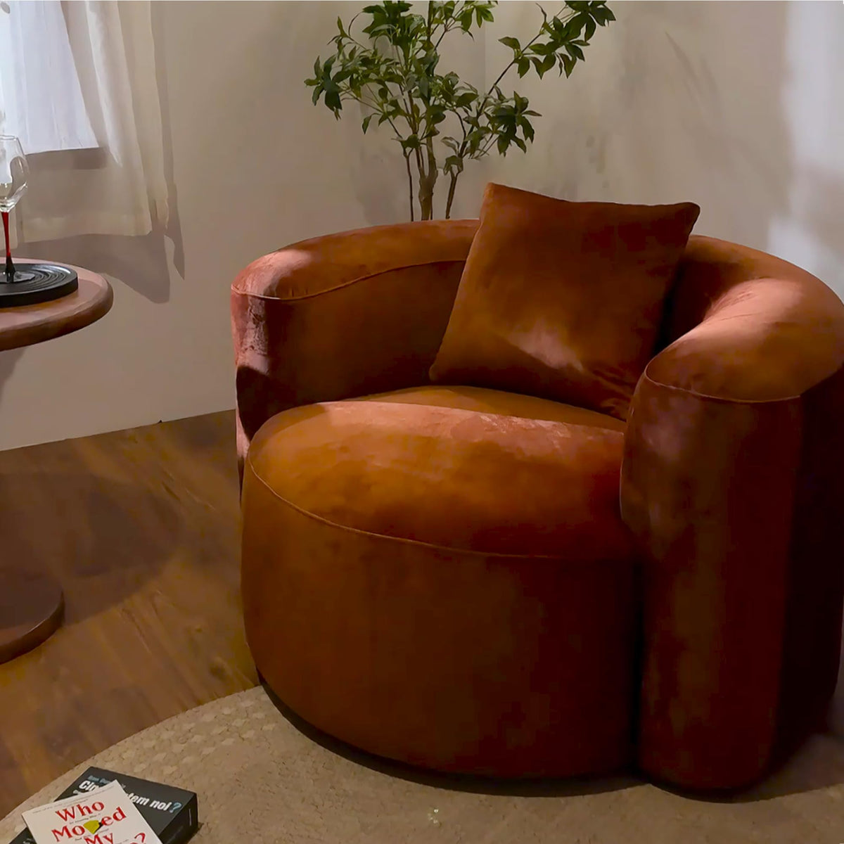 Acanva Mellow Tight Curved Back Accent Chairs Set of 2, Velvet Sofa