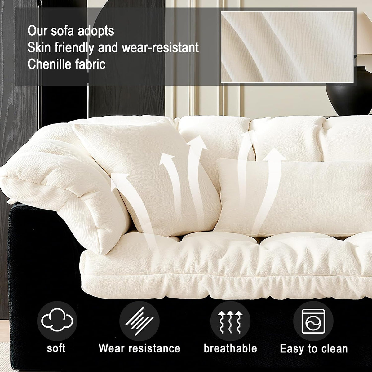 Cat Scratch Fabric Sofa Living Room 2026 new Straight Row Black and White Color