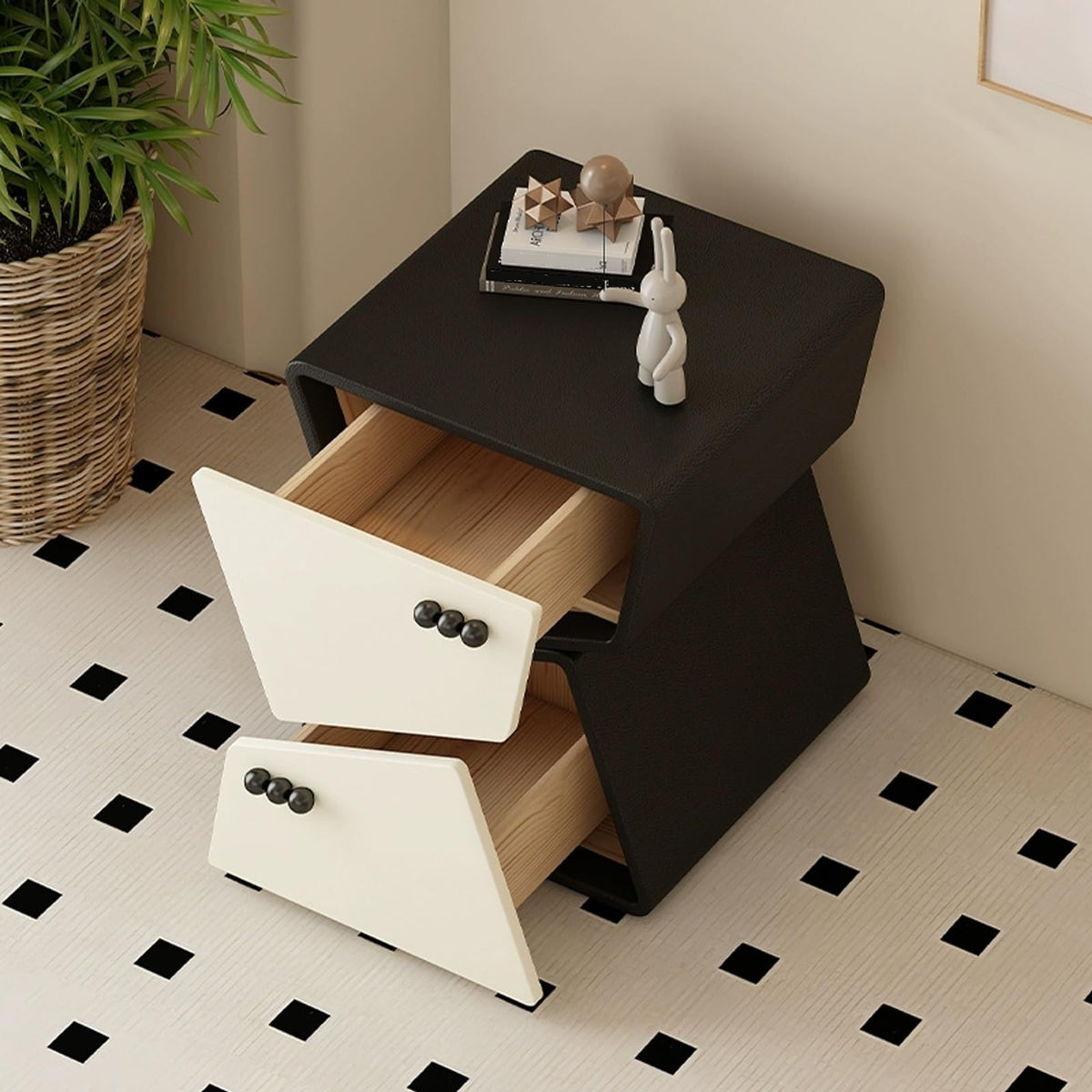 Wood Nightstand Creative Bedside Table 2 Drawer Night Stand Storage Cabinet with Drawers Side Table for Home Creative idea(Green,40cm)