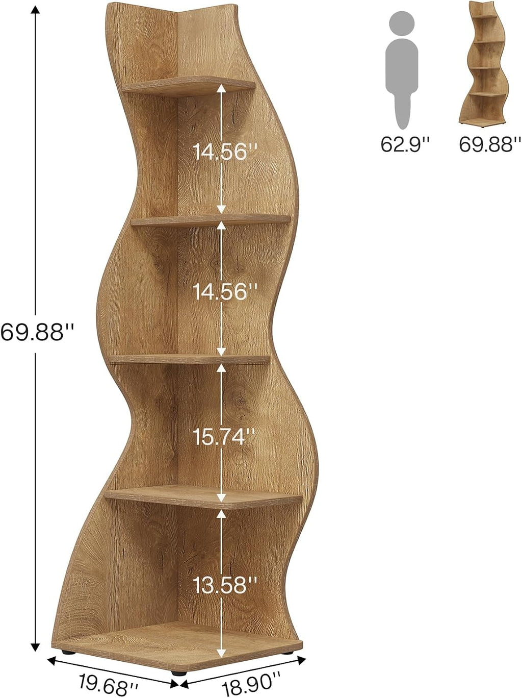 Modern Five-Tier Corner Bookshelf