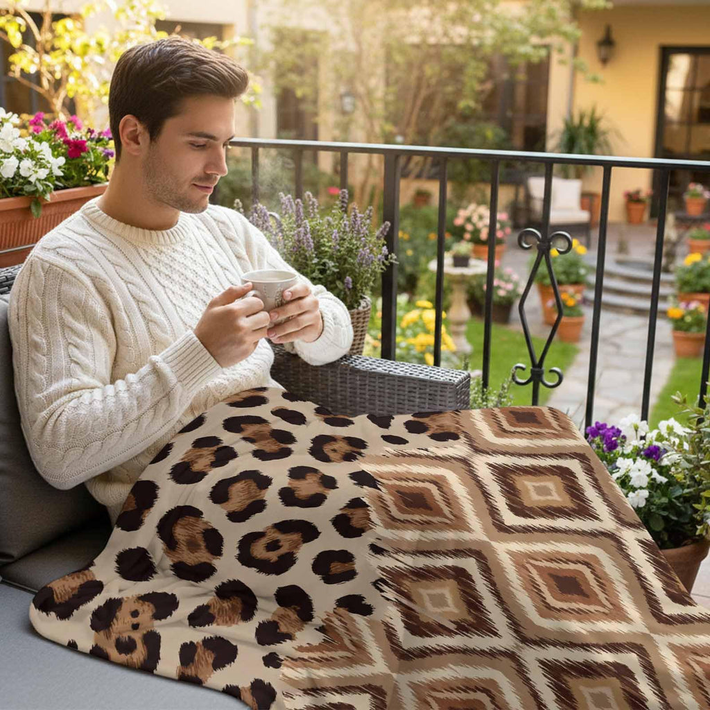 Leopard-Print Flannel Throw Blanket