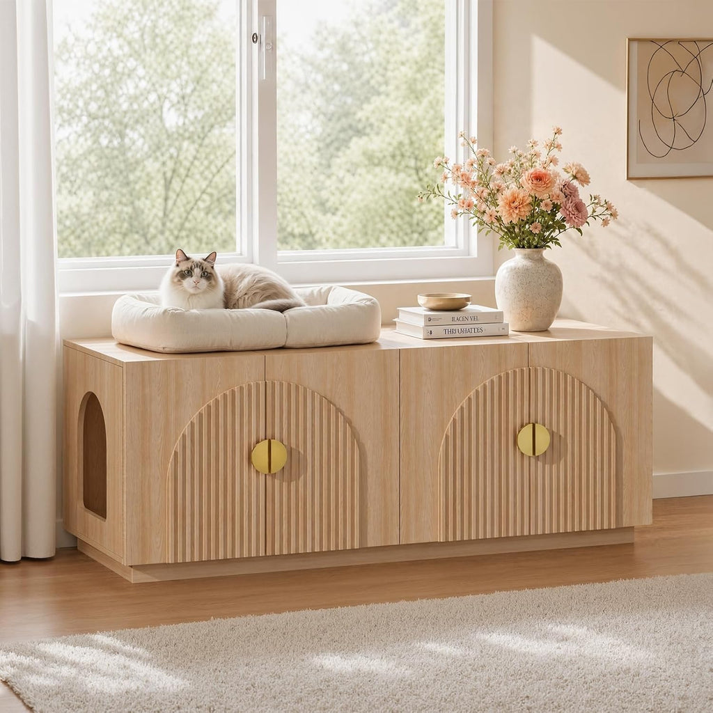 Double Cat Litter Enclosure with Optional Divider