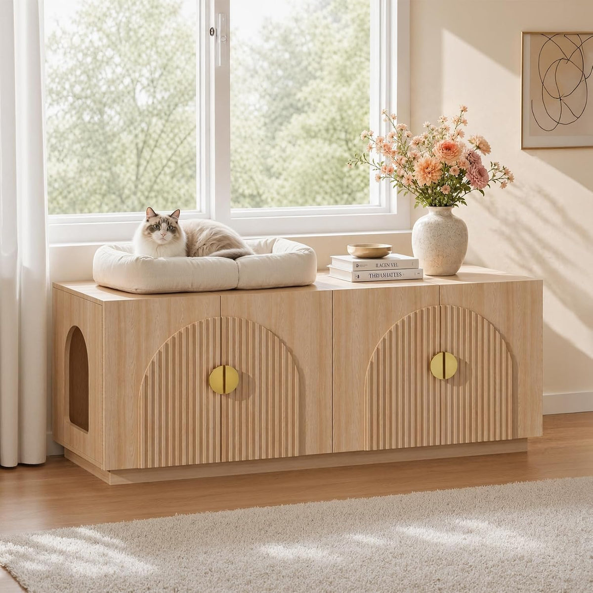 Double Cat Litter Enclosure with Optional Divider