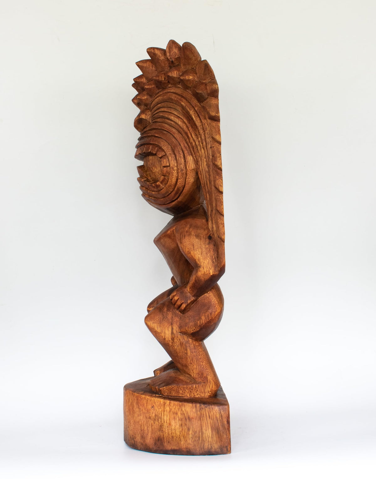 G6 Collection Handmade Wooden Primitive Tattoo Face Tribal Statue Sculpture Tiki