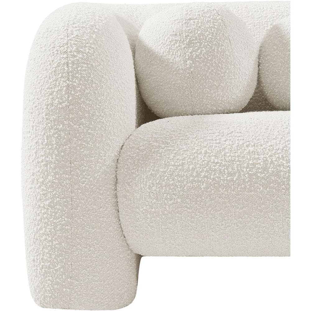 Art Deco Bouclé Accent Chair with Ball Pillow