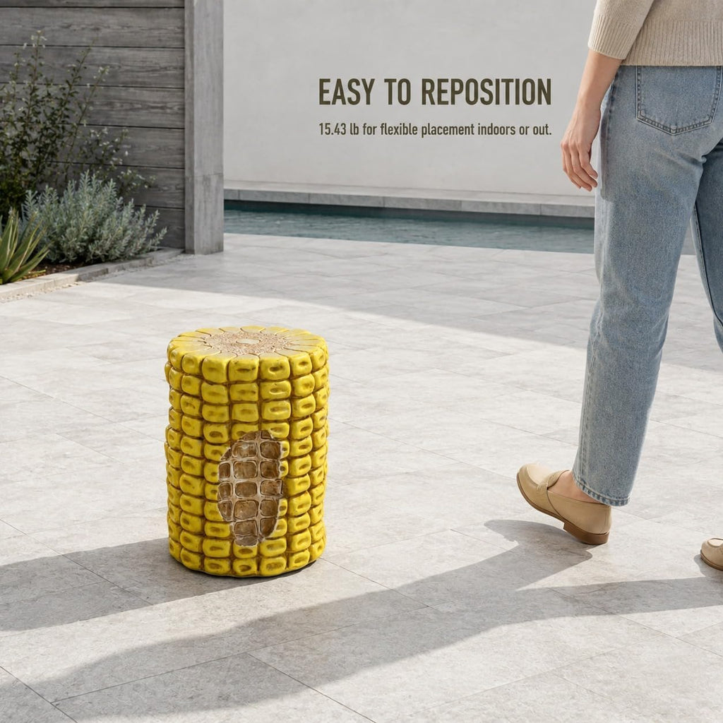 Corn Cob Plant Stand Indoor and Outdoor Resin Garden Stool Drum Seat Accent
