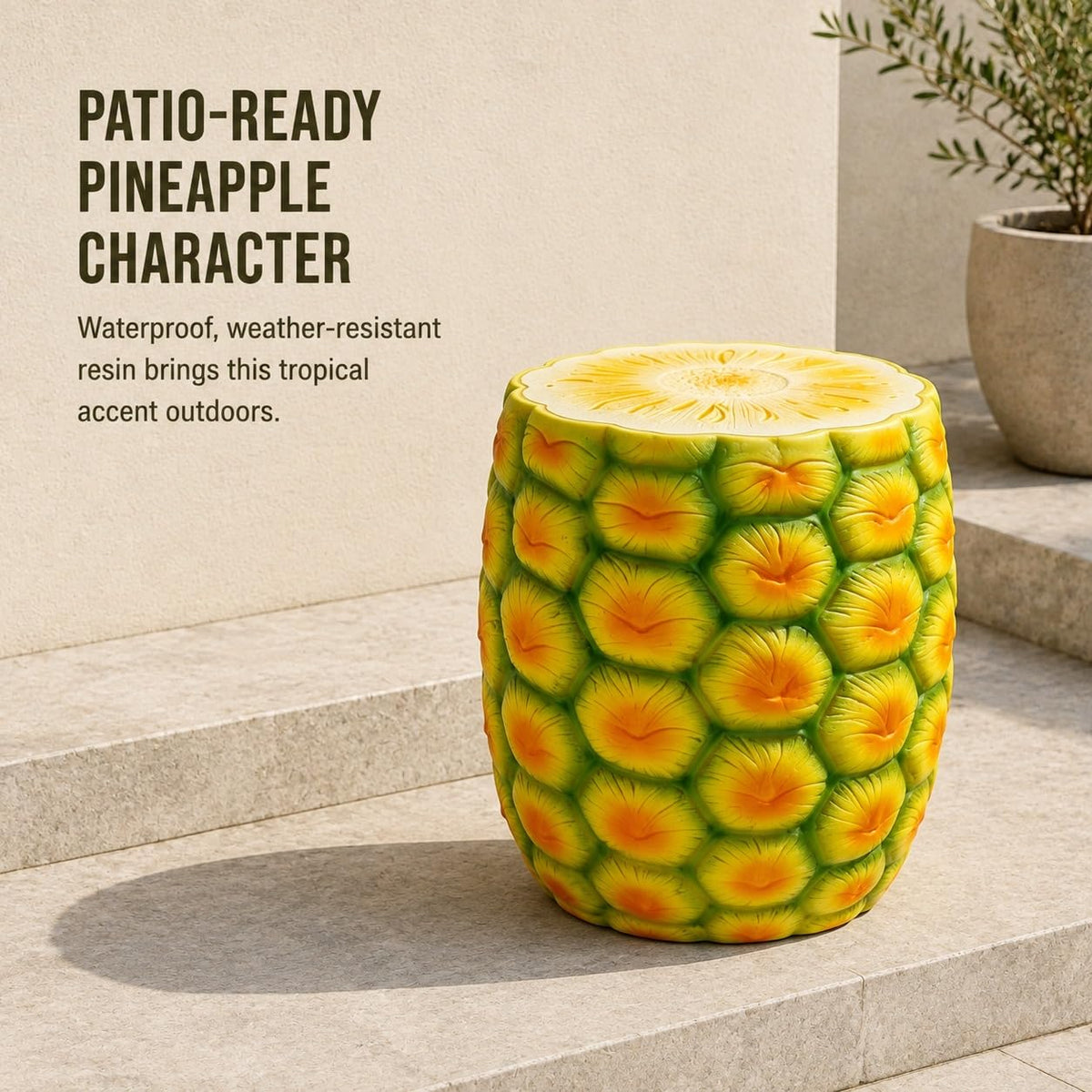 Corn Cob Plant Stand Indoor and Outdoor Resin Garden Stool Drum Seat Accent