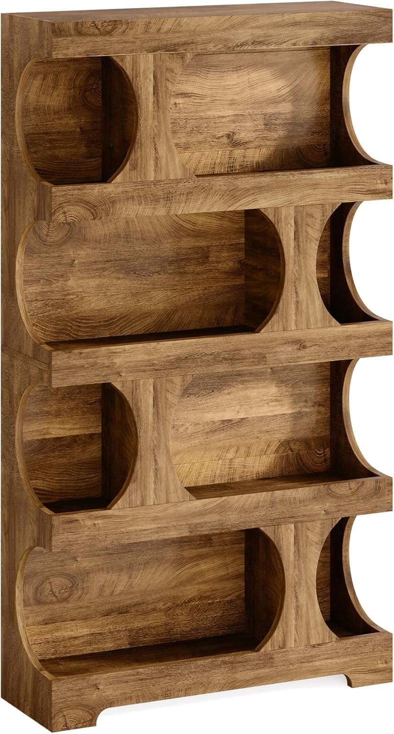 71-Inch S-Shaped 4-Tier Bookcase – Set of 2