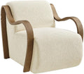 Modway Atrium Boucle Upholstered Lounge Chair in Cream with Sculptural Bentwood