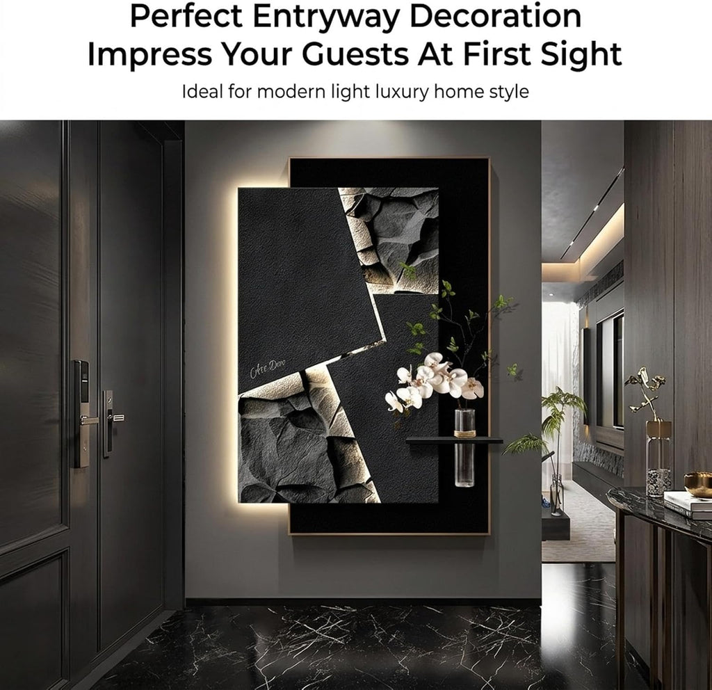 3D Sandstone Wall Art with LED Lighting