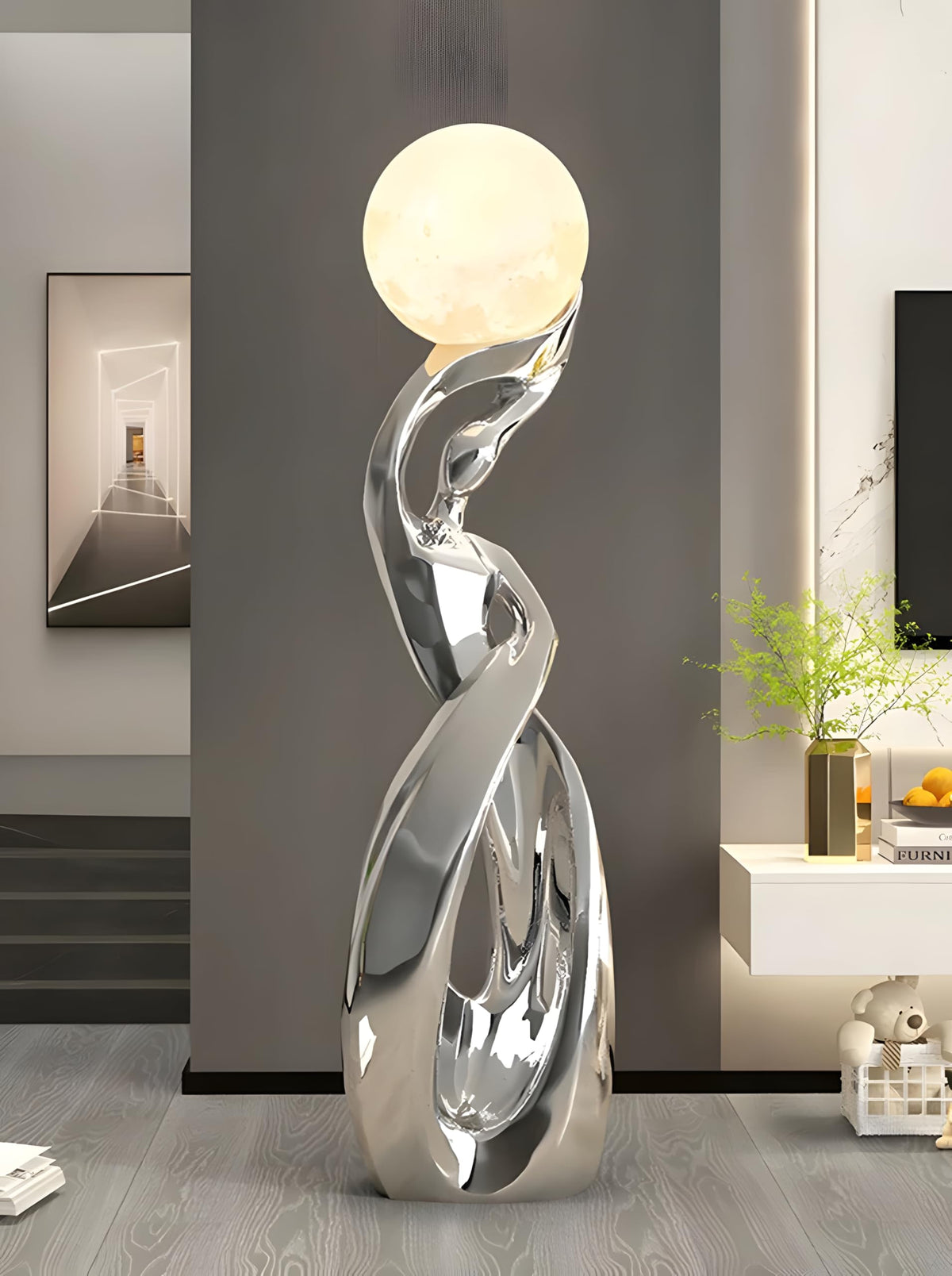Art Deco Moon Globe Floor Lamp