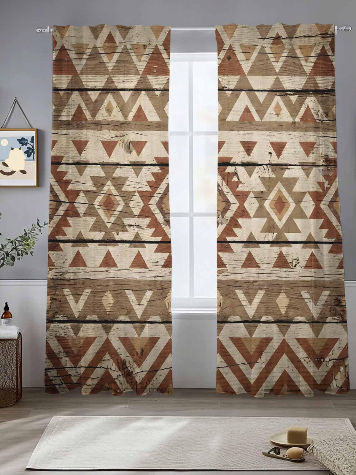 Zigzag Tribal Sheer Curtains, Set of Two