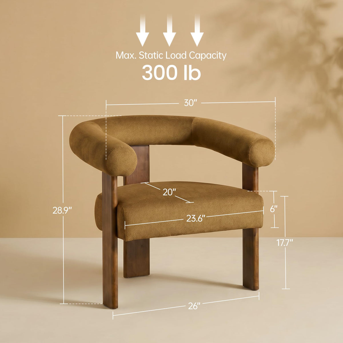 VKNOW Barrel Accent Chairs Set of 2 with Armrests and Rubberwood Legs