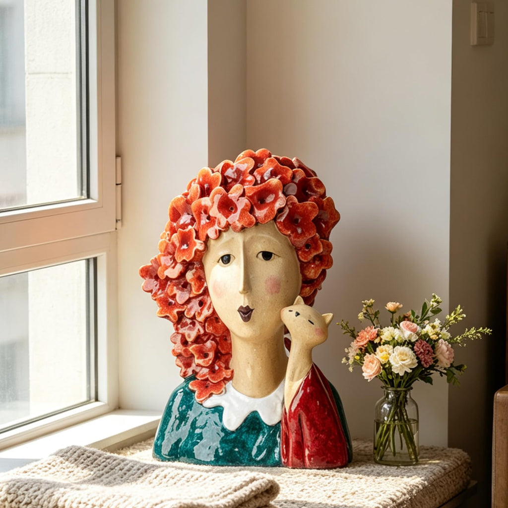 Artistic Frida Kahlo-Inspired Resin Bust Sculpture