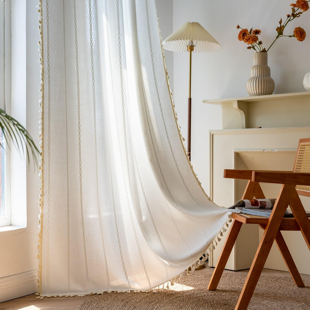 Boho Tassel Rod-Pocket Curtain Panel