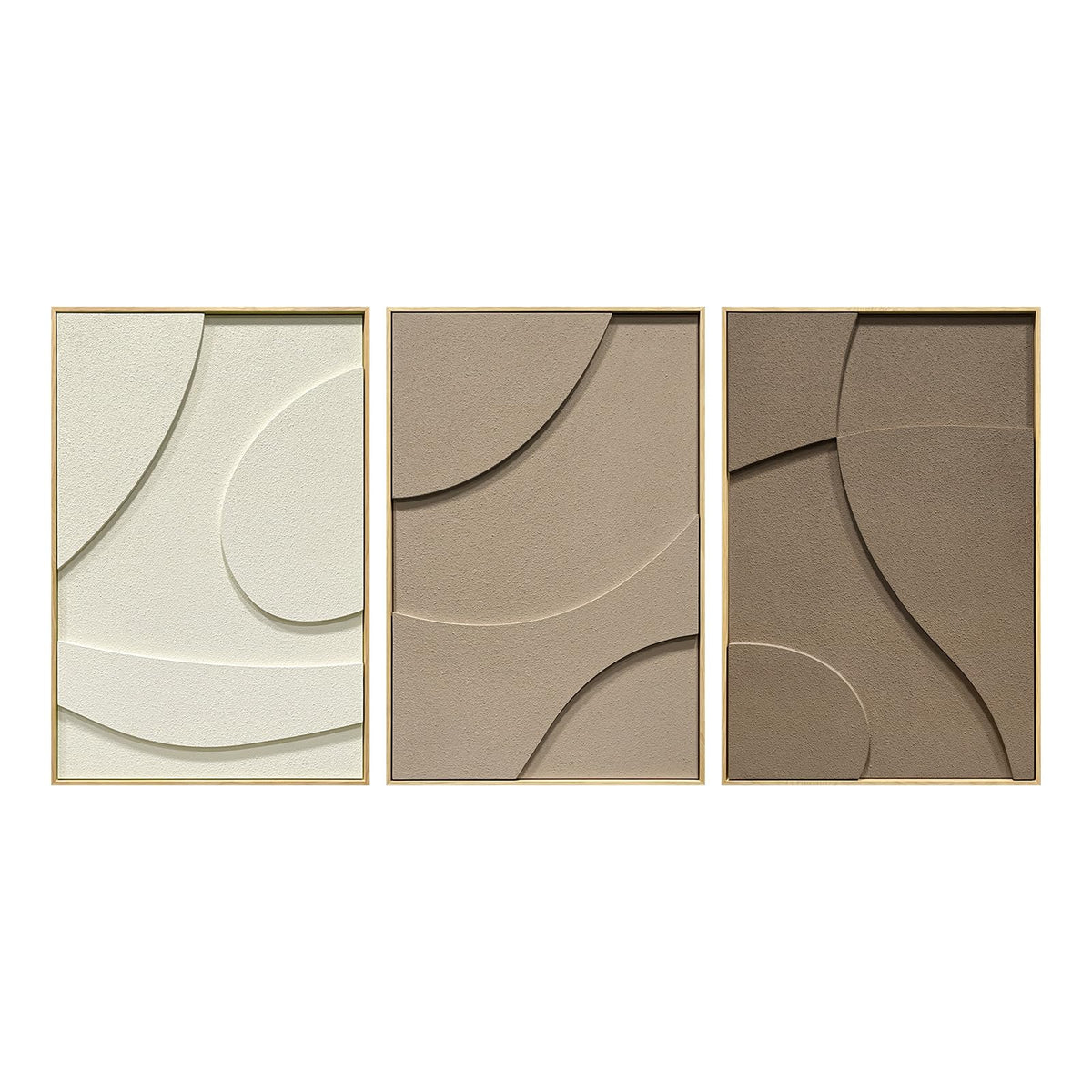 Abstract Geometric Relief Wall Art – Framed Triptych
