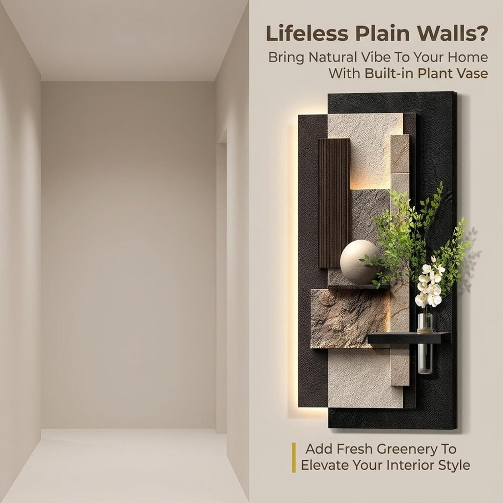 Double-Layer 3D Sandstone Wall Art with Vase