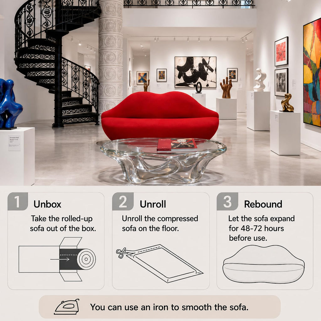Lip-Shaped Sculptural Sofa, Modern Artistic Statement Couch, Unique Curved Accent Seating for Home and Commercial Spaces.(White，78.74inches)