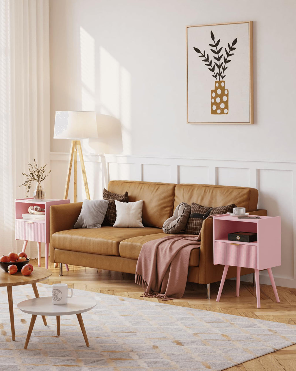 Modern Nightstand with Drawer & Open Shelf