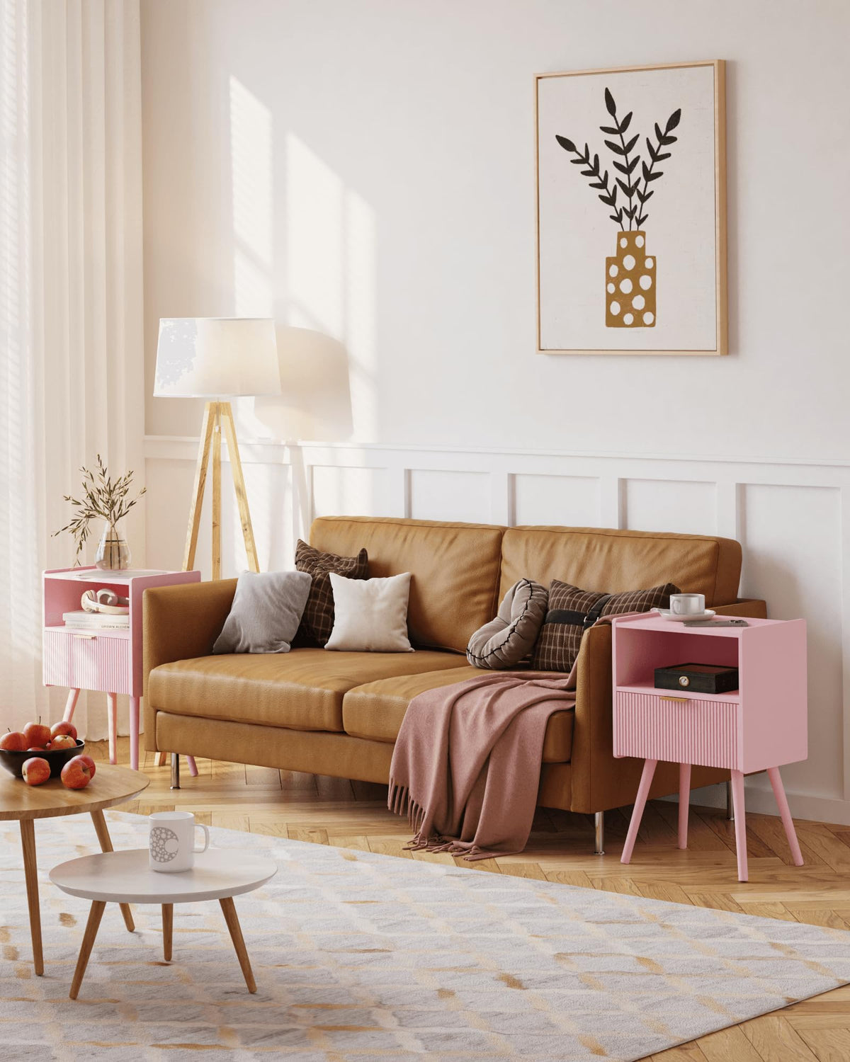 Modern Nightstand with Drawer & Open Shelf