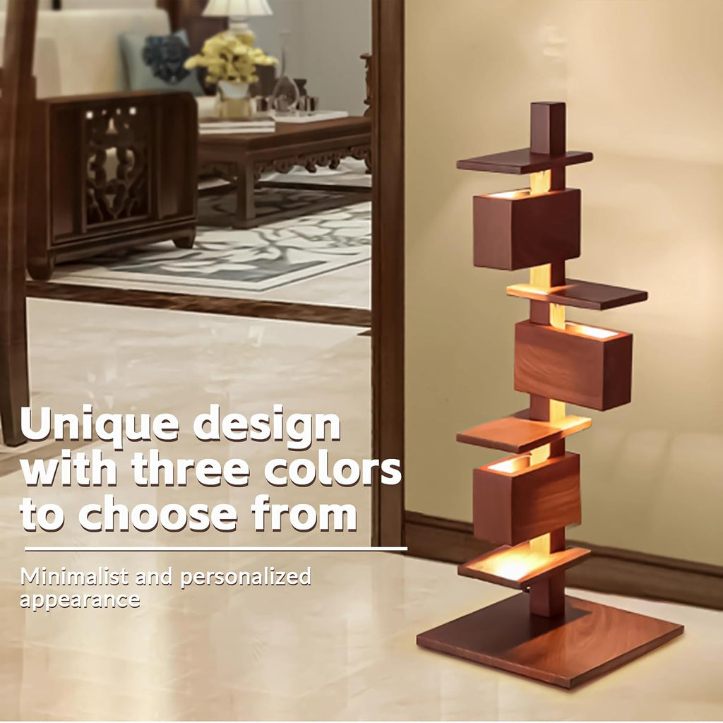Walnut Floor Lamp with Display Shelves