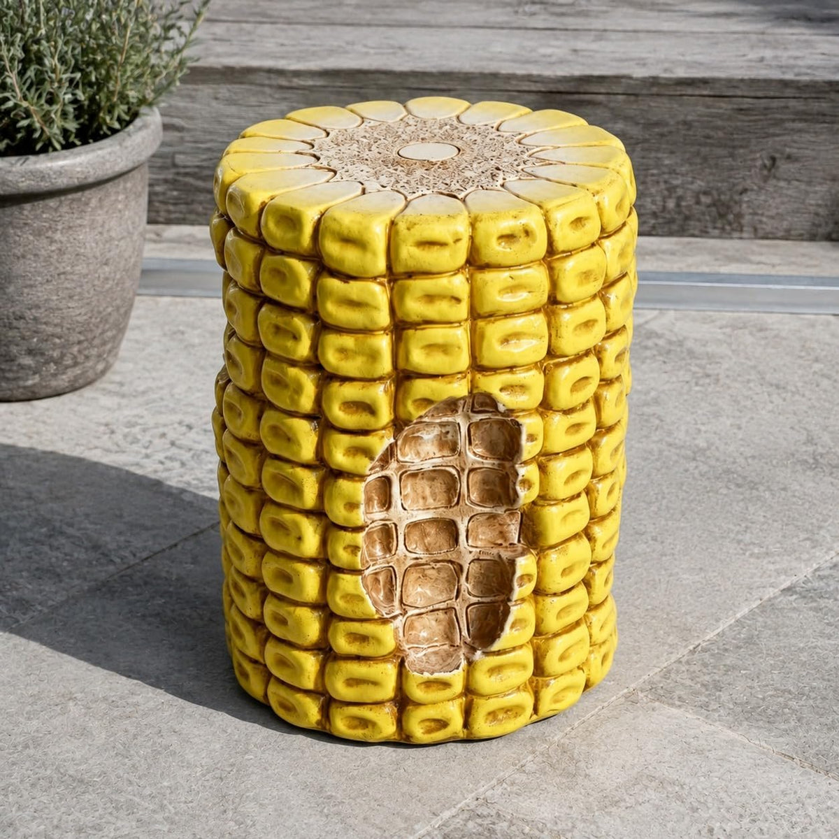 Corn Cob Plant Stand Indoor and Outdoor Resin Garden Stool Drum Seat Accent
