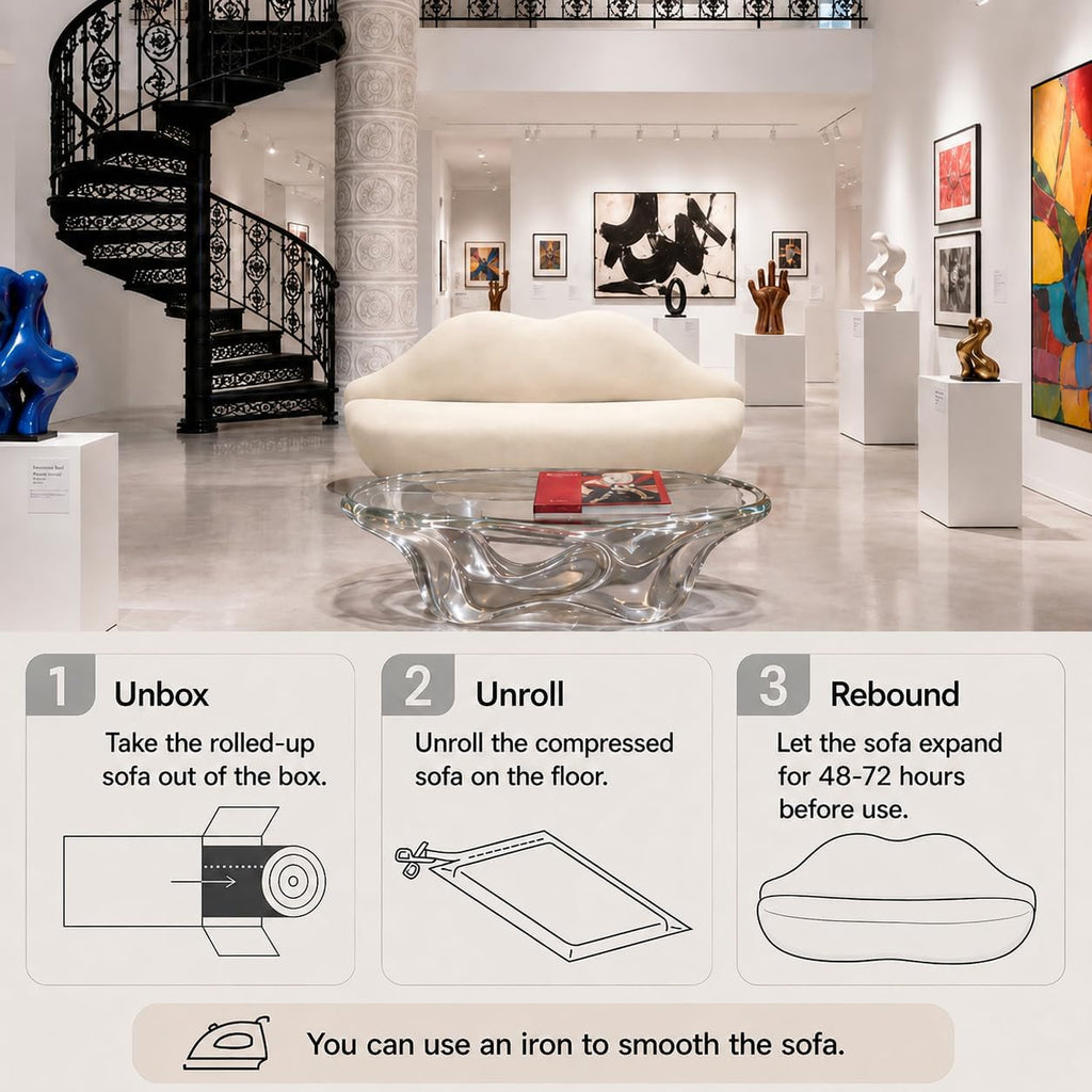 Lip-Shaped Sculptural Sofa, Modern Artistic Statement Couch, Unique Curved Accent Seating for Home and Commercial Spaces.(White，78.74inches)