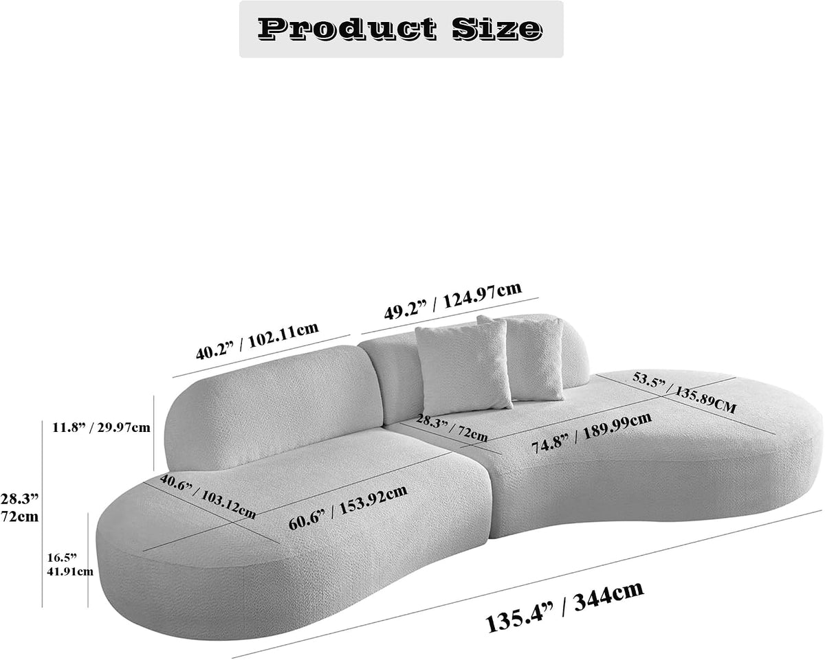 Curved Sofa with Two Pillows