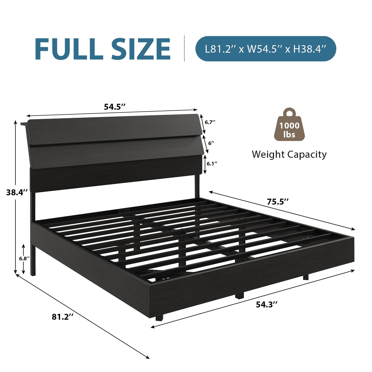 GalnFu King Size Floating Bed Frame with LED Lights